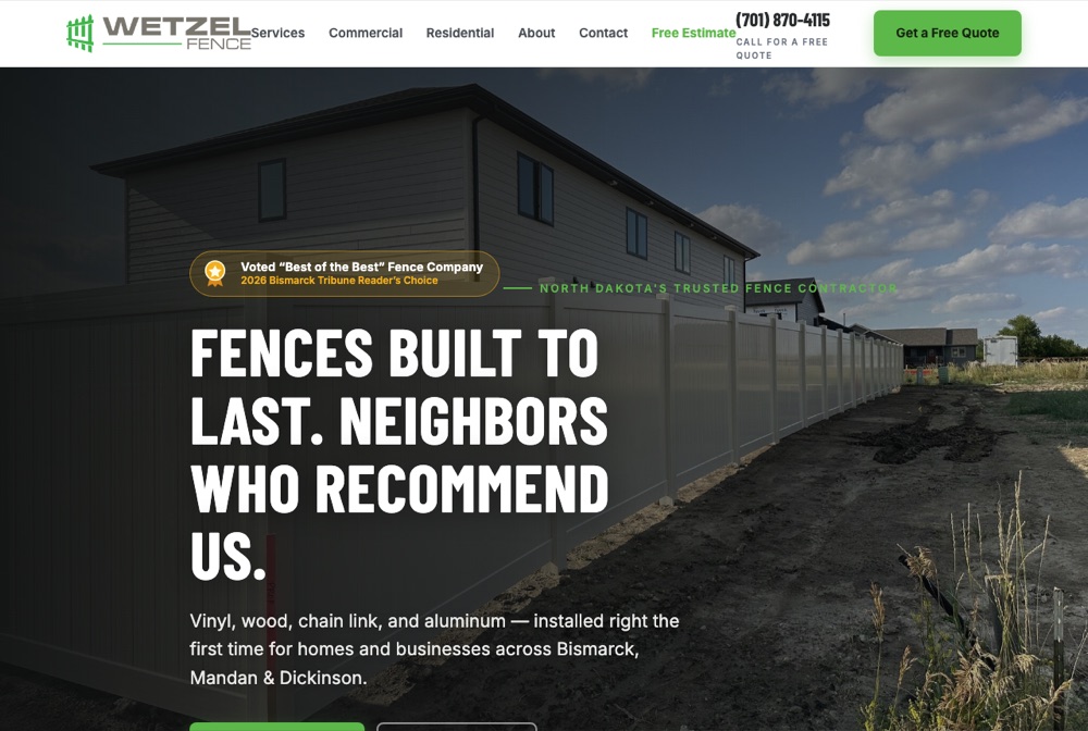 Wetzel Fence website homepage